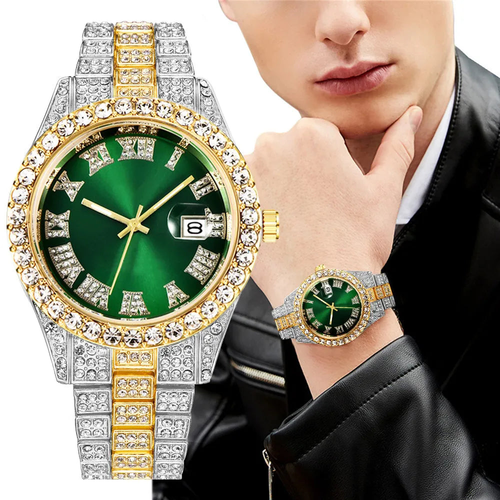 Relogio Masculino Men's Watches Luxury Quartz Watch Stainless Steel Diamond Fashion Luminous Clock Gift Watch Calendar 2023