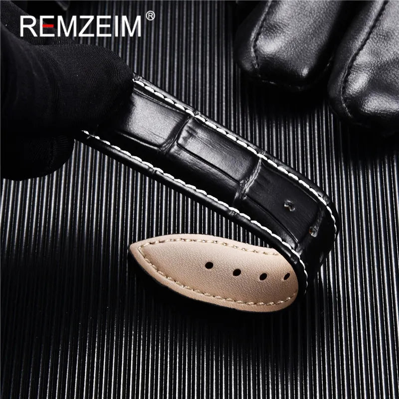 Genuine Leather Watchband Calfskin Men Women Replace Watch Band 18mm 20mm 22mm 24mm With Butterfly Buckle Watch Strap