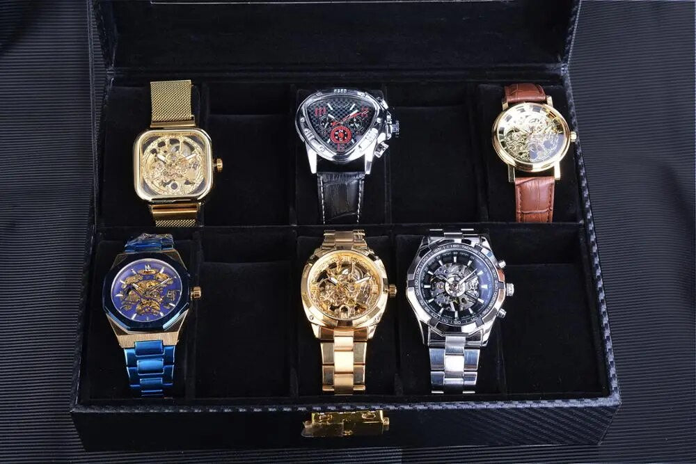 Multi Slots Black Watch Box Portable Travel Gift Watch Case Genuine Leather Watch Holder Organizer Collector Watch Storage Box