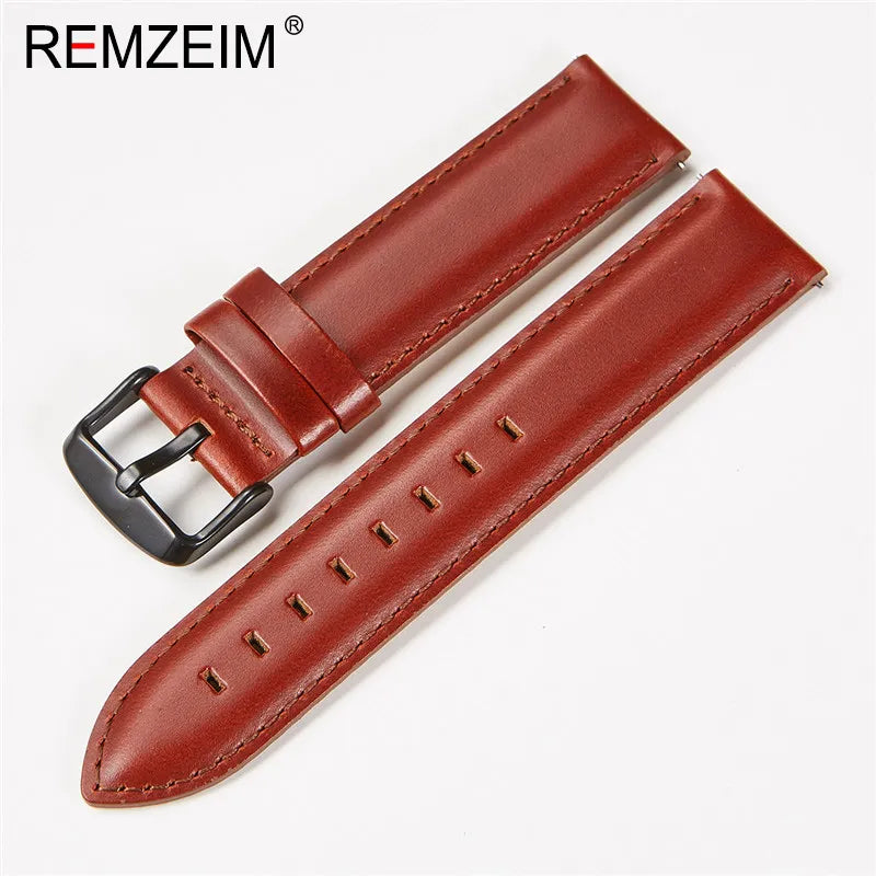 New Genuine Leather Watchband 18mm 20mm 22mm Black Brown Red Cowhide Watch Band Quick Release Strap Watch Accessories