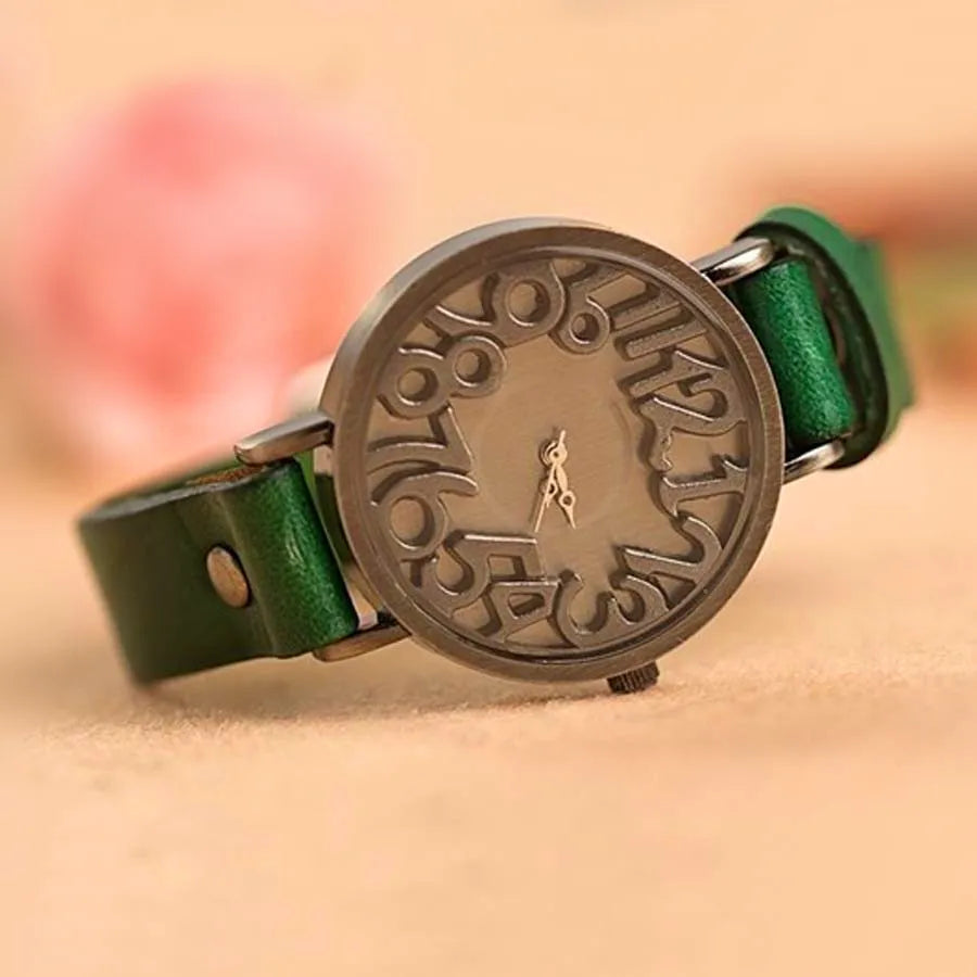 Shsby New Vintage Digital Hollow Genuine Cow Leather Strap Watches Women Dress Watches Female Quartz Watch Student Leisure Watch