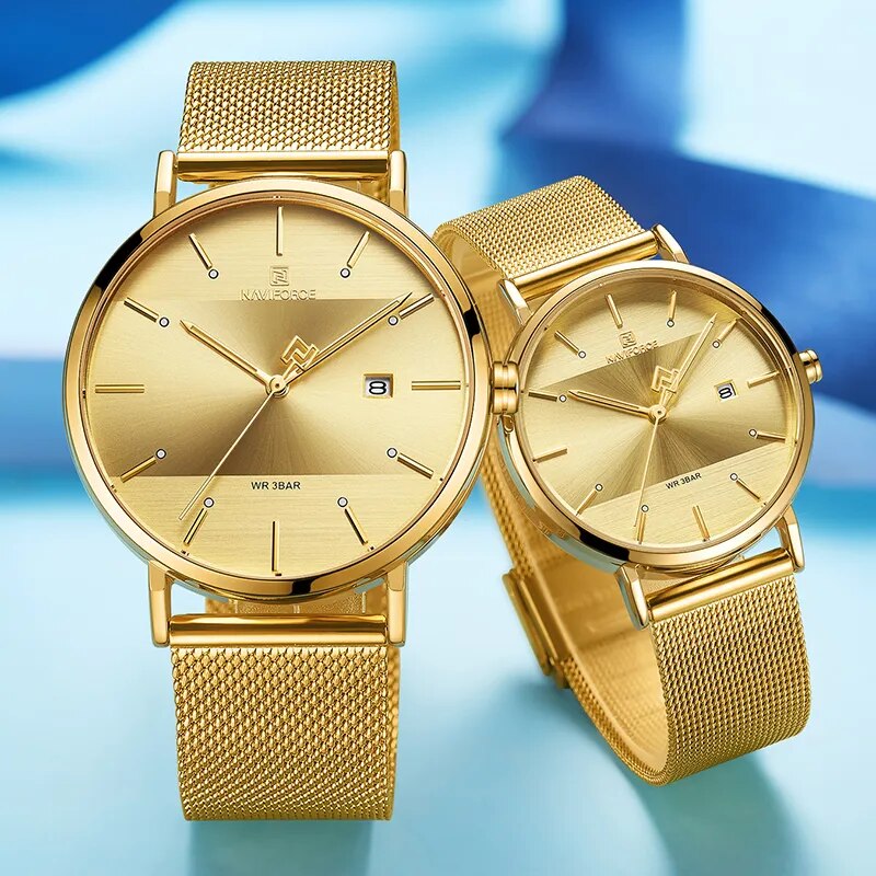 NF3008 Couple Watch Luxury Quartz Mens Watch Women Simple Wristwatch Clock for Male Female Waterproof Lovers Gift Watch 2019