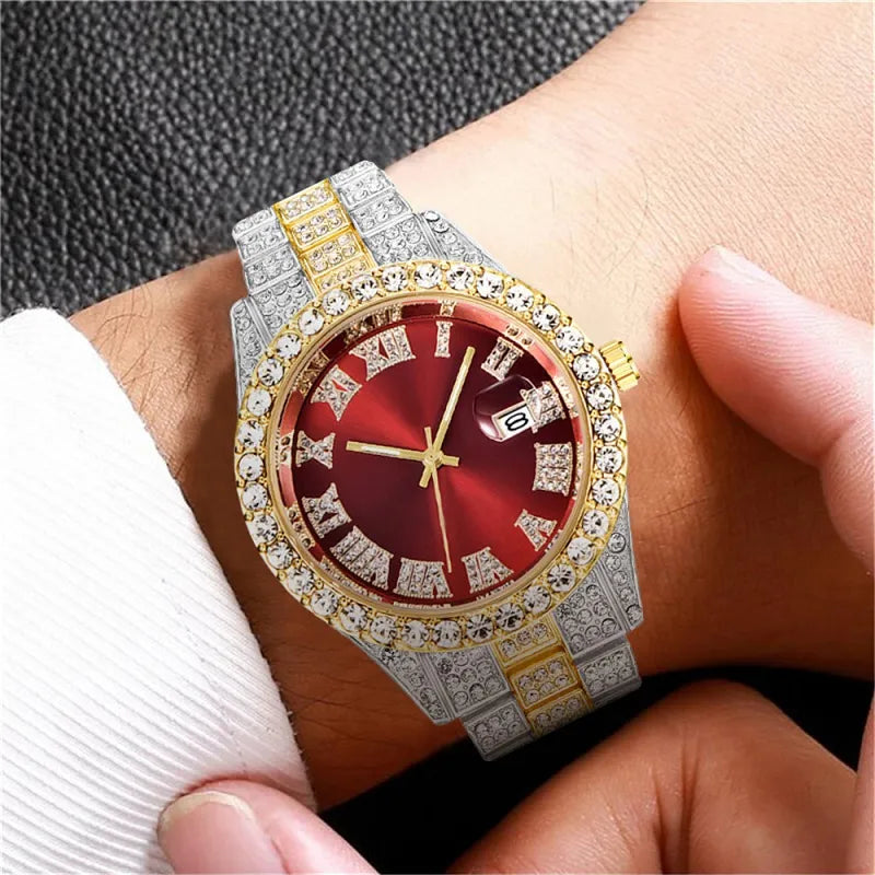 Relogio Masculino Men's Watches Luxury Quartz Watch Stainless Steel Diamond Fashion Luminous Clock Gift Watch Calendar 2023