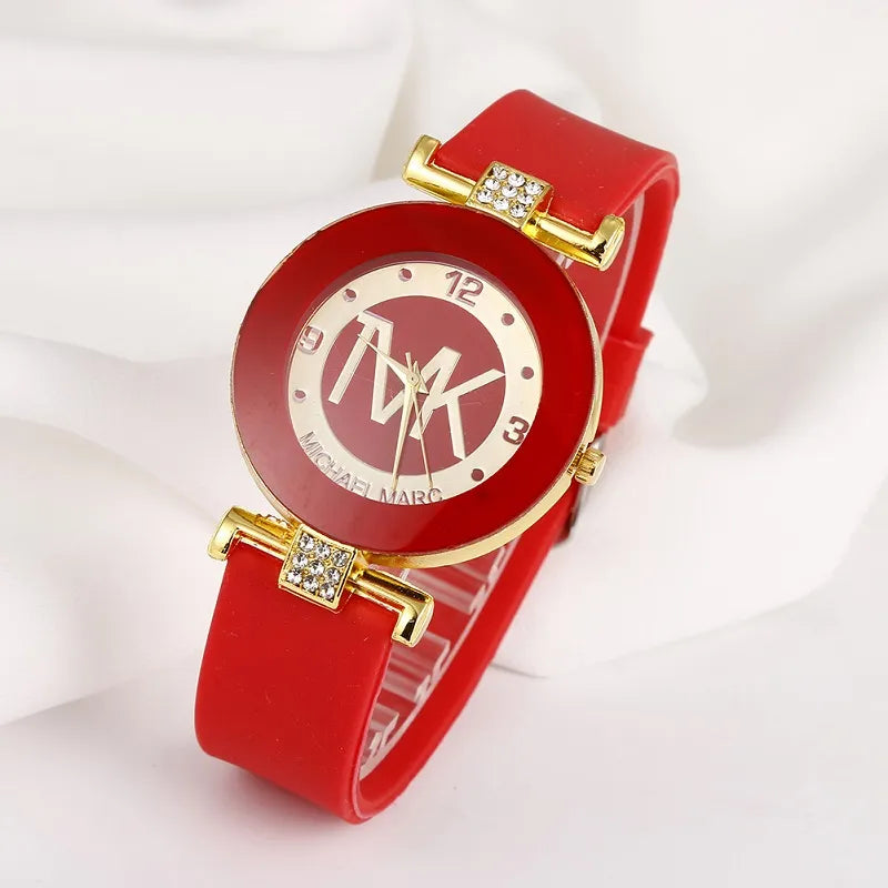 Brand TVK Watch Women Gift Fashion Watches Black Luxury Clock Silica Gel Quartz Woman Wristwatch Relogio Masculino Zegarek Damsk