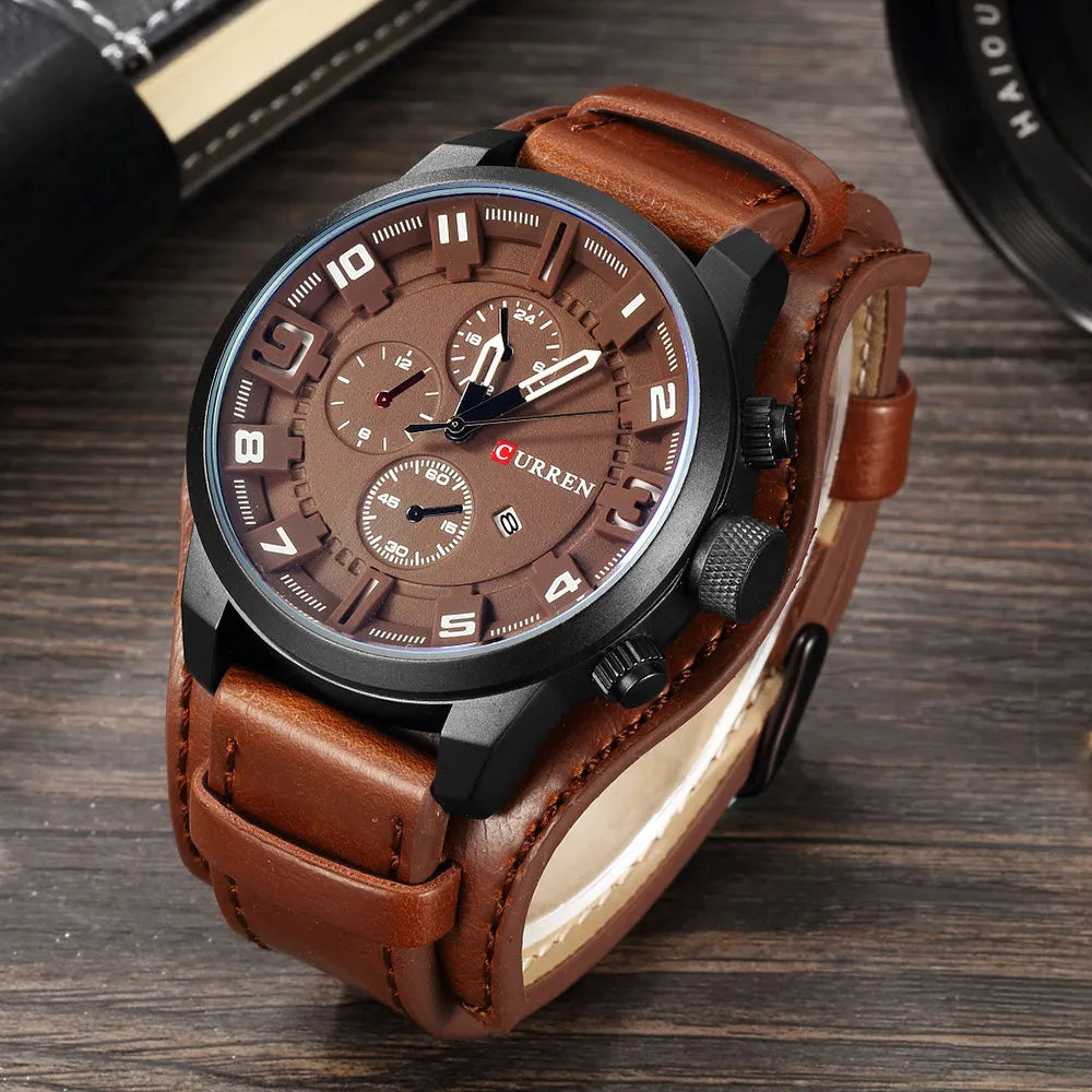 Gift Watch CURREN Wristwatches Fashion Sports Leather Men Watches Dropshipping Clocks Luxury Date Waterproof Quartz Men Watches