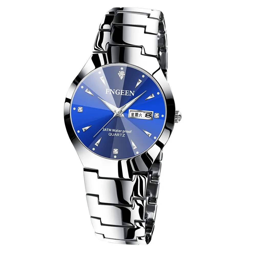Couple Watches for Lovers Quartz Big Dial Wristwatch Fashion Business Men Watch for Women Watches Tungsten Steel Coffee Gold
